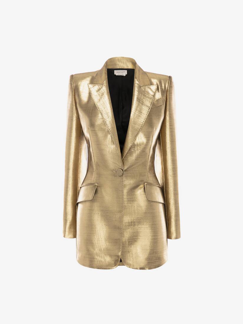 Chaquetas Alexander McQueen Metallic Moiré Mujer - Dorados - Mexico 941-ZKPFNV